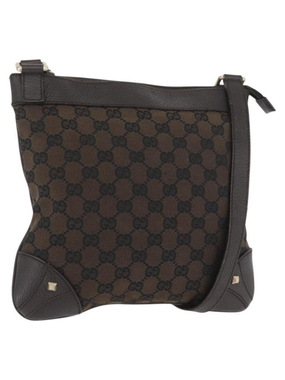 Authentic GUCCI GG Canvas Shoulder Bag Outlet Brown Gold 272396
